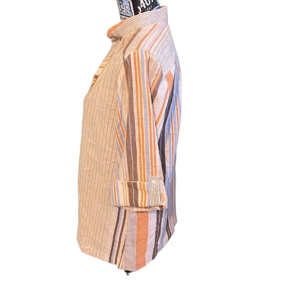 Vintage Teddi of California Linen Blend Striped Tunic Blouse – Size M (Fits 14) - Picture 4 of 8